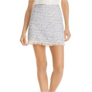 Aqua Blue and Cream Tweed Mini Skirt